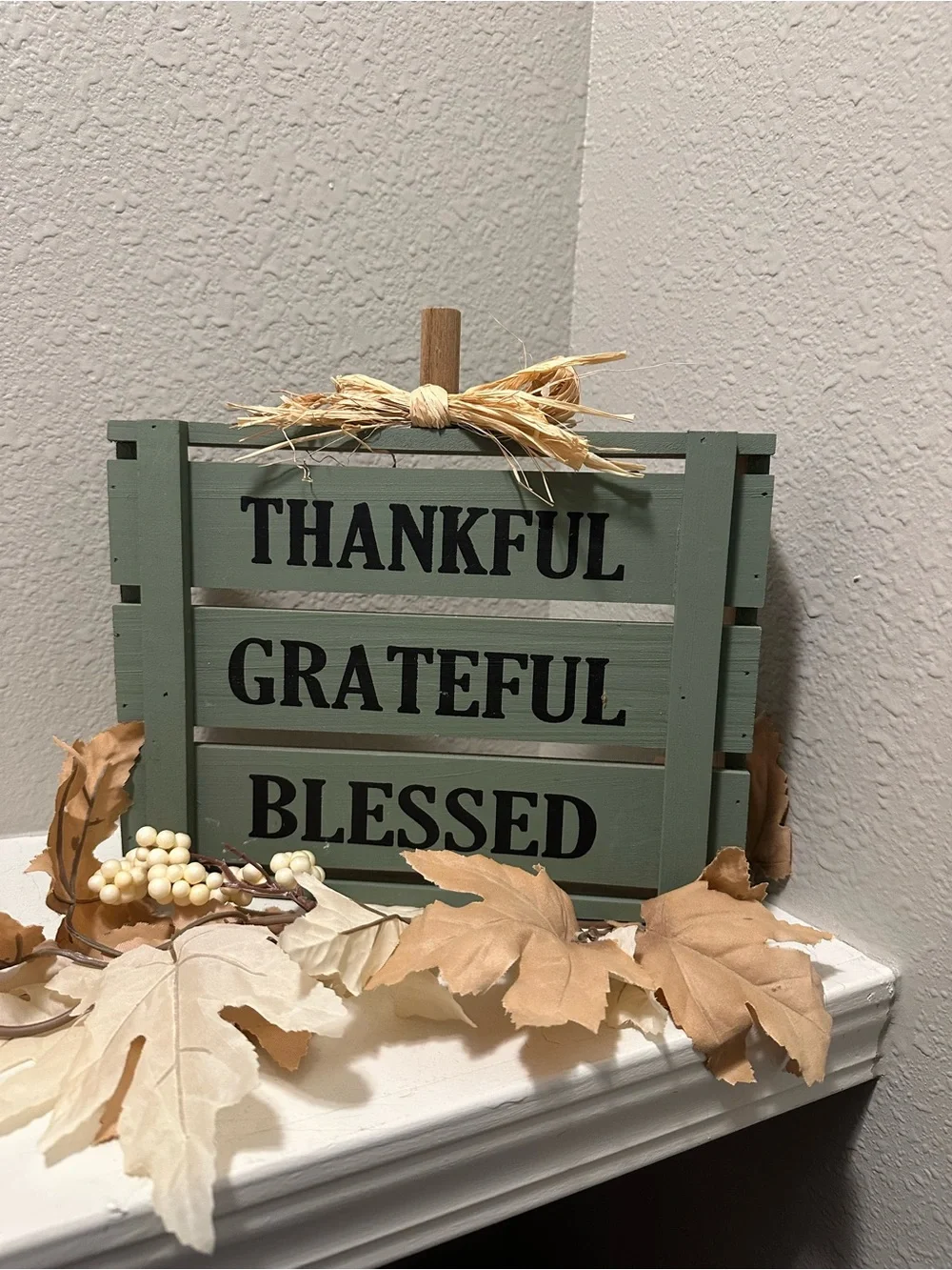 🍂 Thankful • Grateful • Blessed Rustic Wooden Crate